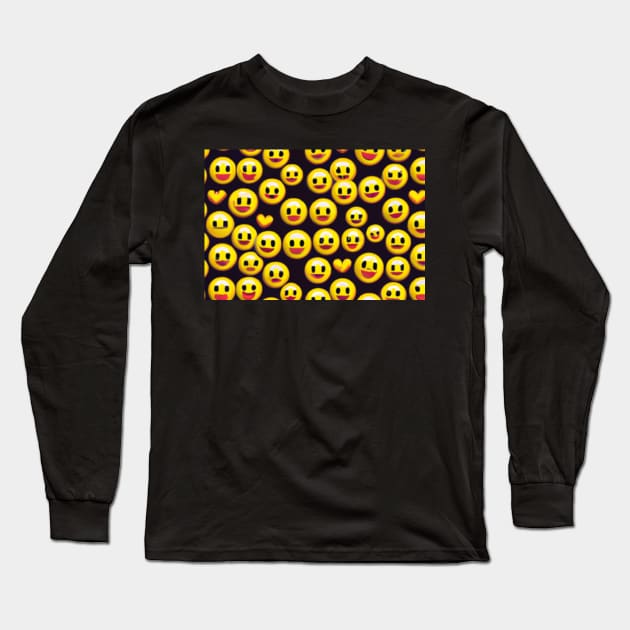 Happy Smiley Pattern Long Sleeve T-Shirt by Shadowbyte91